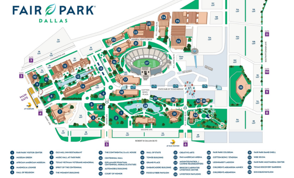 Map of Fair Park Dallas