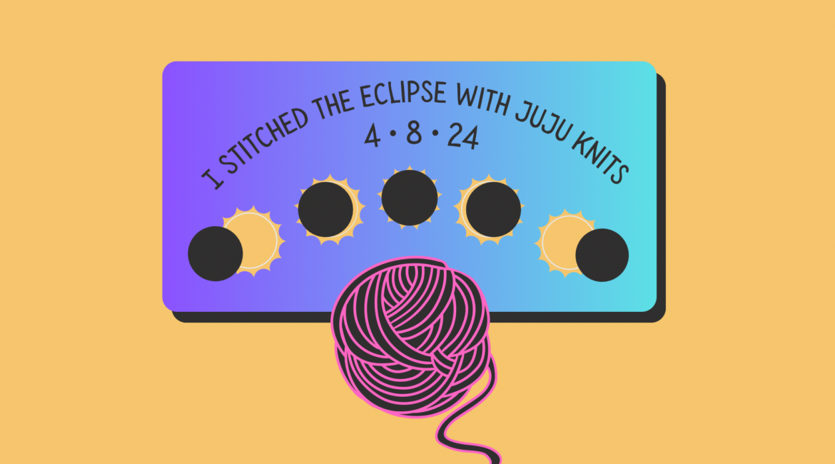 JuJu Knits graphic for solar eclipse