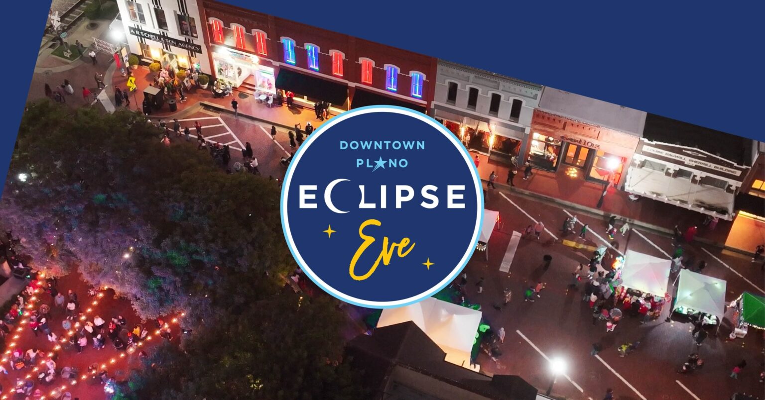 Downtown Plano Arts District graphics for solar eclipse