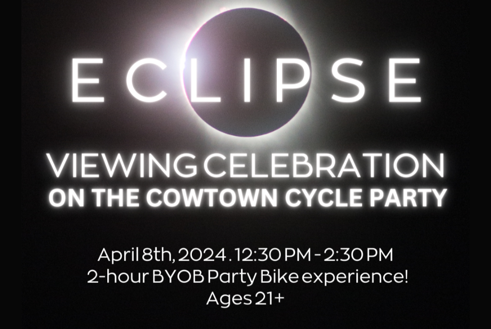 Cowtown Cycle Party graphic for solar eclipse